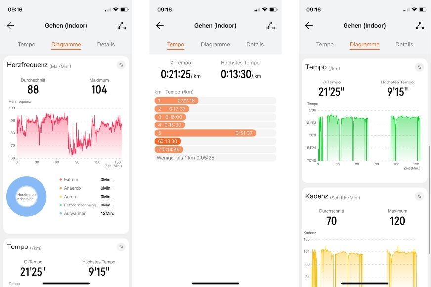 Вы можете просмотреть записанные данные о тренировке. 